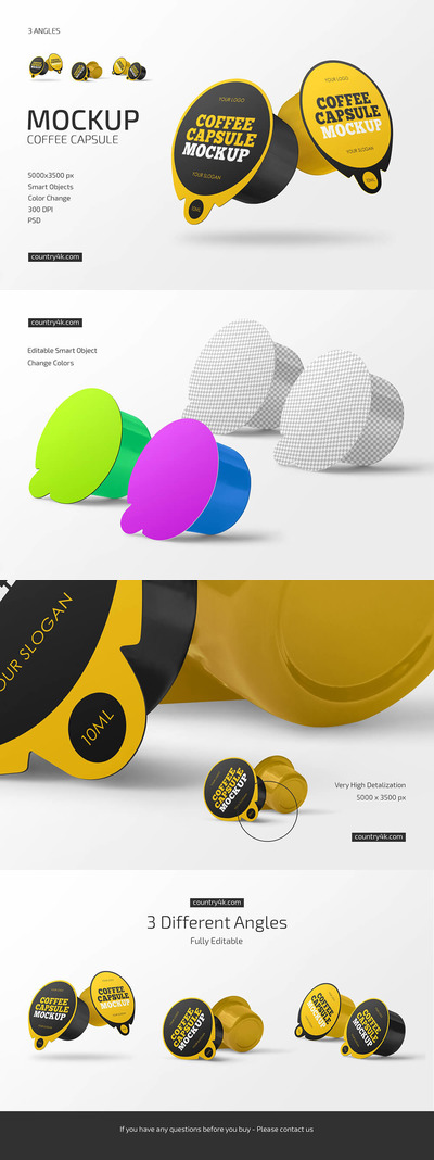 咖啡胶囊包装设计样机套装 (psd)