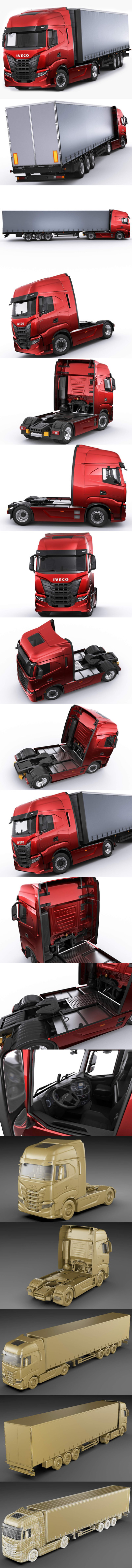 依维柯 Iveco S-Way 2020 卡车大货车3D模型下载 (MAX,3DS,FBX,OBJ,C4D,LWO,TEX)