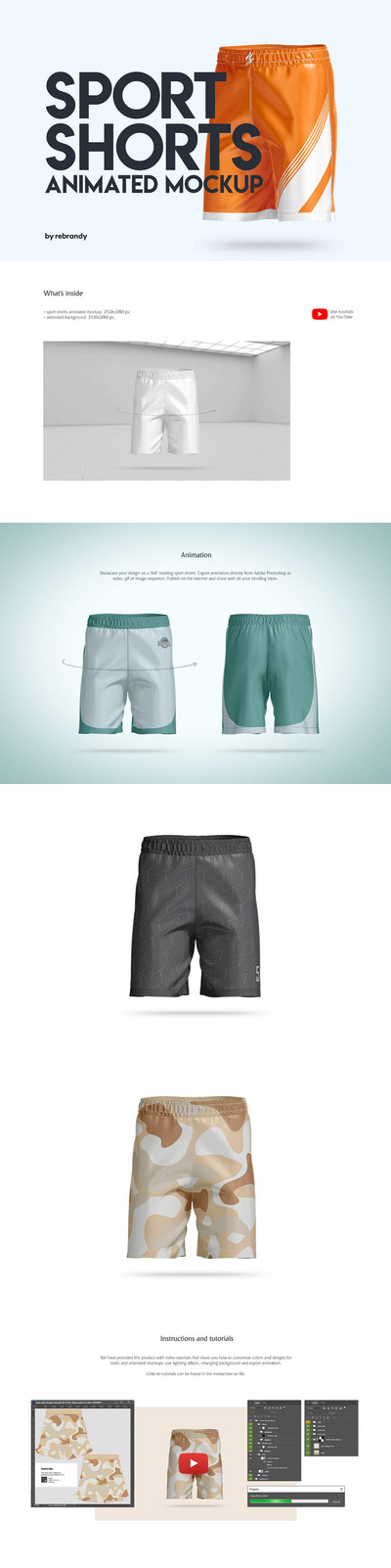 运动短裤动画样机 (psd)