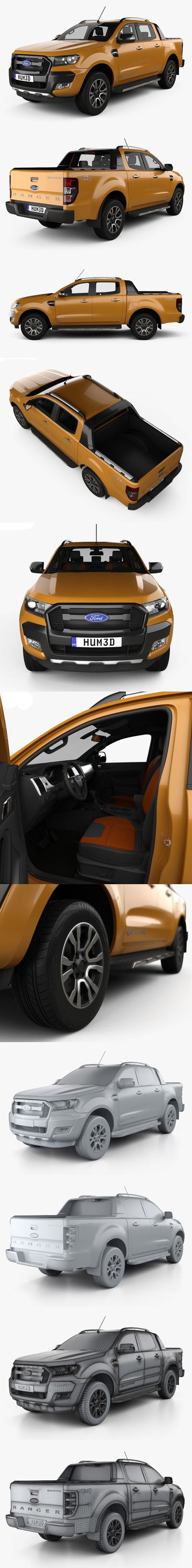 福特 Ranger Double Cab Wildtrak  皮卡越野车汽车3D模型下载 (MAX,FBX,OBJ,C4D)