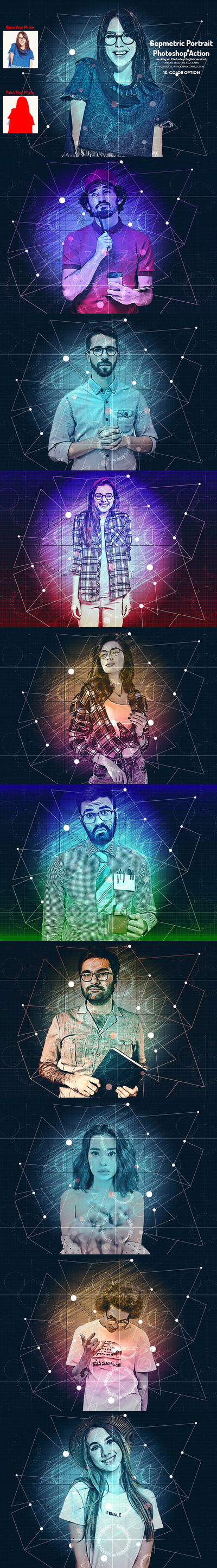 几何形状背景人像照片处理PS动作 (atn)