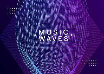 渐变抽象波纹电子音乐派对海报设计模板[eps]