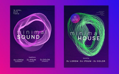 抽象流体线条形状DJ音乐派对活动海报设计[eps]