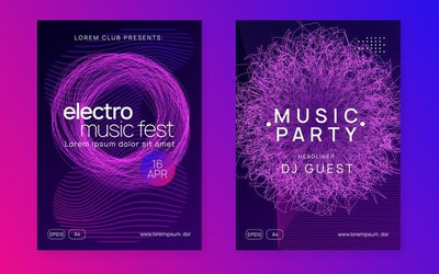 霓虹线条音乐俱乐部宣传海报设计模板[eps]