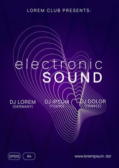 抽象蛛网形状DJ音乐派对宣传海报设计模板[eps]