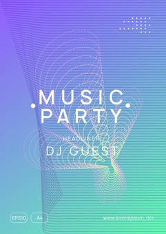 渐变色抽象线条形状音乐派对海报设计模板[eps]