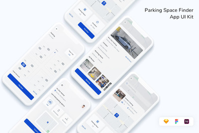 停车位查找 App UI Kit (SKETCH,FIG,XD)