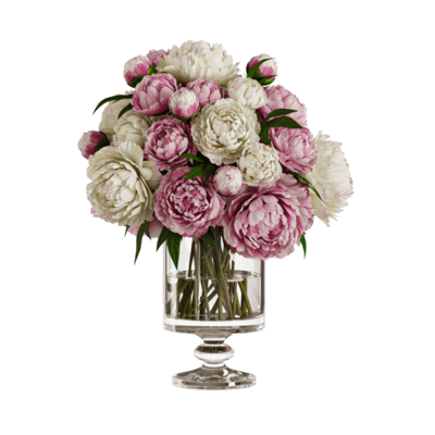 玻璃瓶中的白色和粉色牡丹花3D模型（OBJ,FBX,MAX）