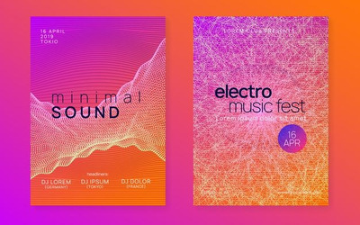 动态渐变形状和线条音乐节海报设计模板[eps]