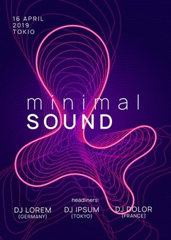 霓虹线条DJ音乐派对传单设计模板[eps]