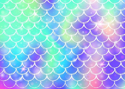 闪烁的卡瓦伊美人鱼鳞片图案彩色背景素材[eps]