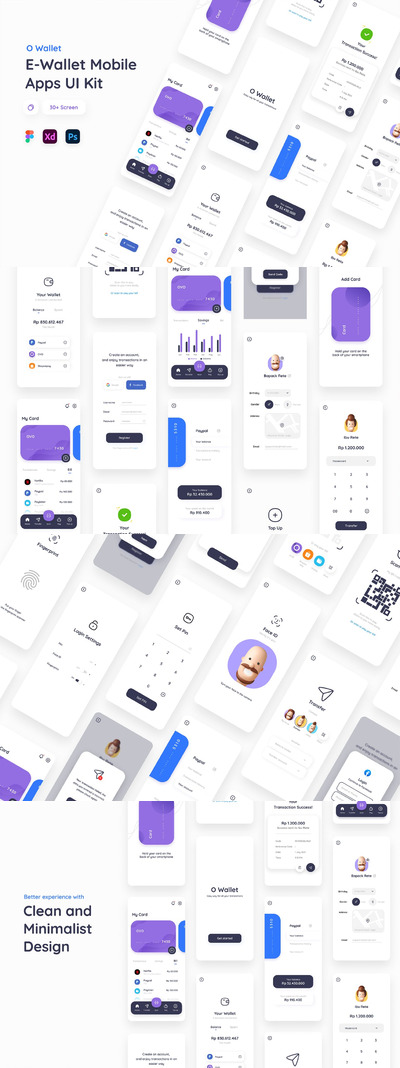 电子钱包APP UI (FIG,XD,PSD)