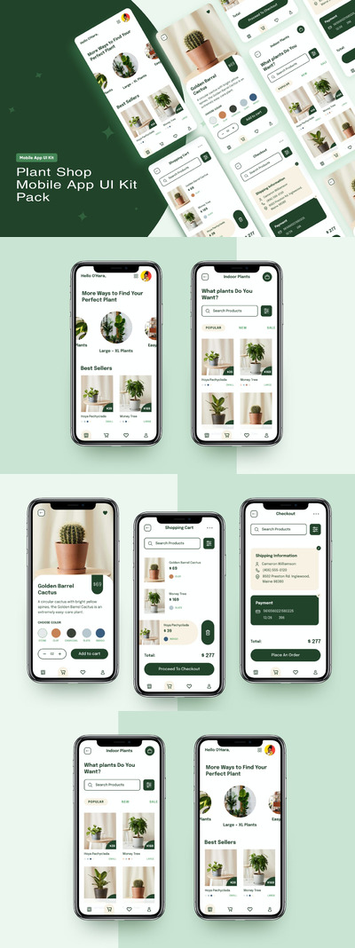 绿植电商 App UI Kit (FIG,SKETCH,XD)