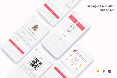 小费计算器  App UI Kit (FIG,SKETCH,XD)