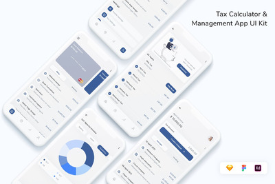 税务计算器与管理App UI Kit (FIG,SKETCH,XD)