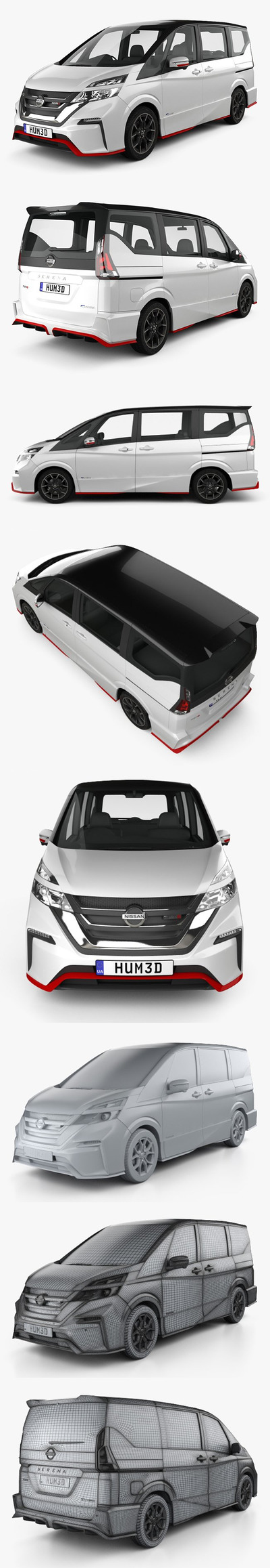 日产 Serena Nismo 2016 商务车MVP汽车3D模型下载 (MAX,3DS,FBX,OBJ,C4D,LWO)