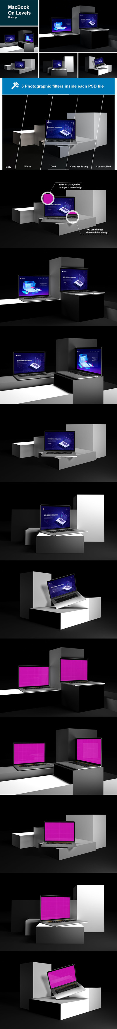 阶梯式电脑展示模型(PSD)