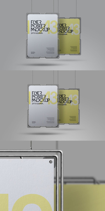 悬挂A3海报金属框架集(PSD)