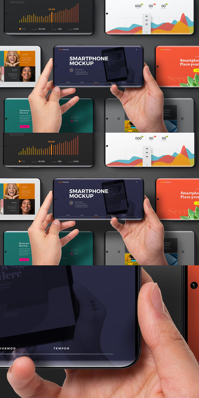 手持手机曲面边缘显示模型(PSD)