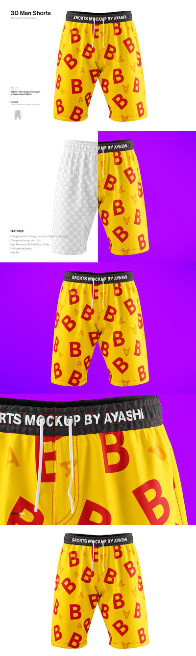 男士短裤产品样机PSD)