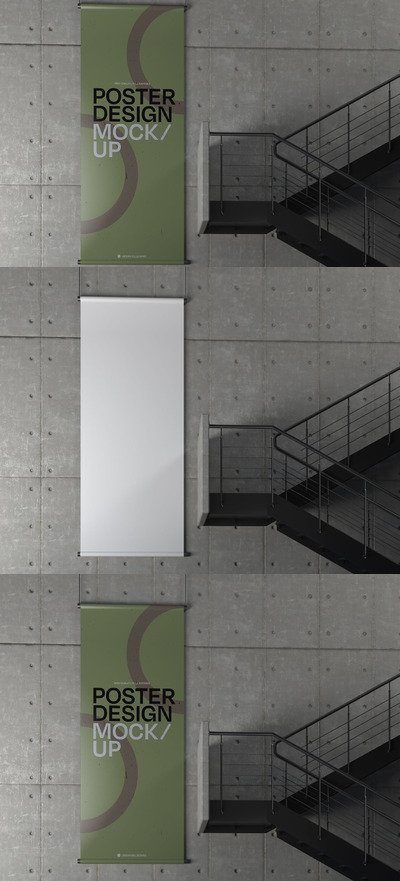 悬挂广告海报模型(PSD)