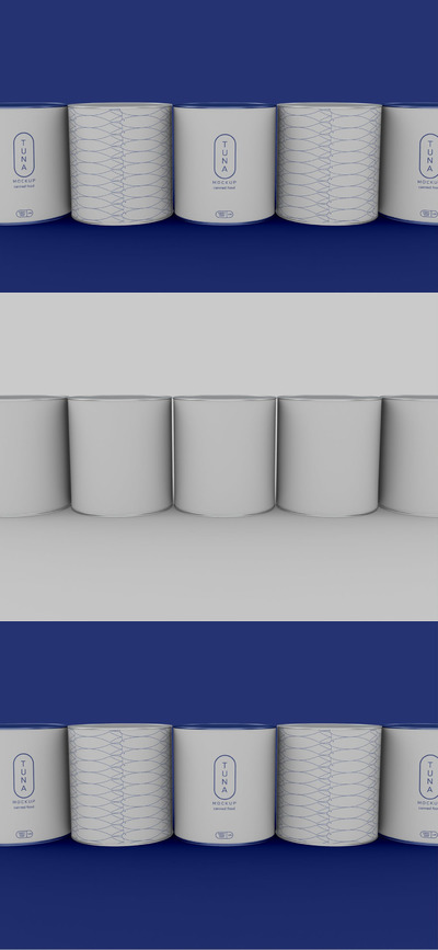 五个金枪鱼罐头模型(PSD)