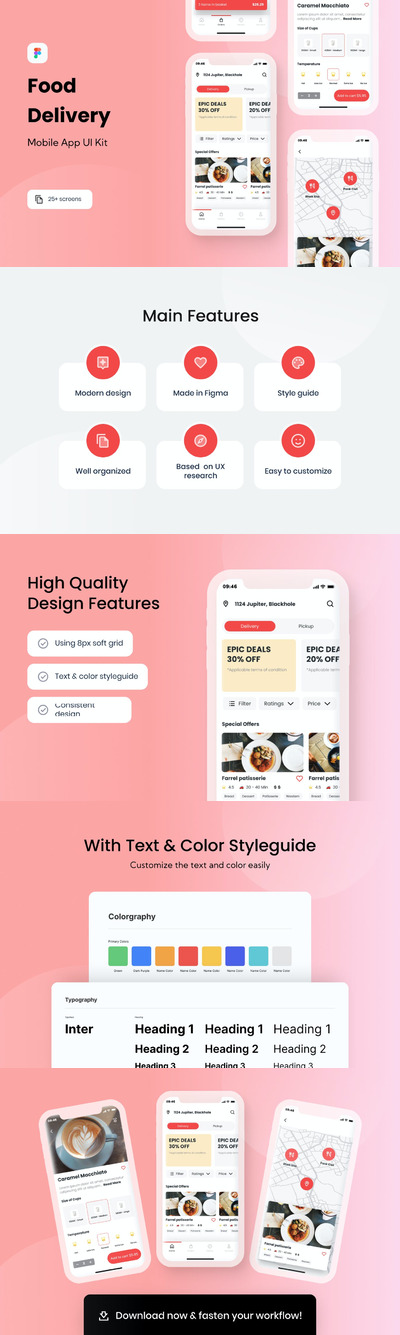 美食派送 App UI Kit (FIG)