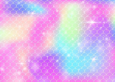 梦幻卡哇伊彩虹鳞片图案美人鱼背景素材[eps]
