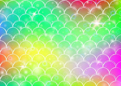美人鱼公主彩虹鳞片图案背景素材[eps]