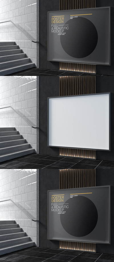 正方形海报框架模型 (PSD)