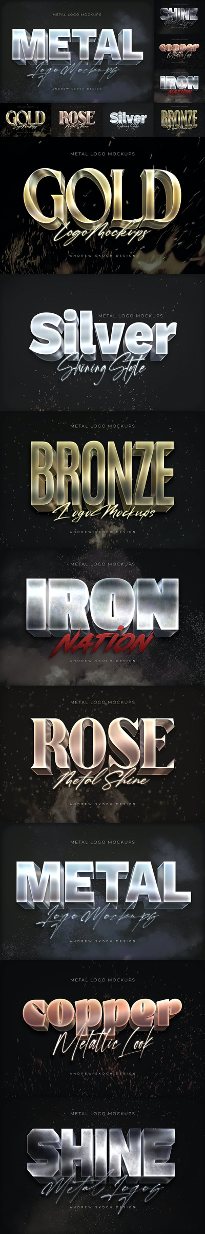 时尚高端专业的高品质3D立体金属字体设计图层样式大集合