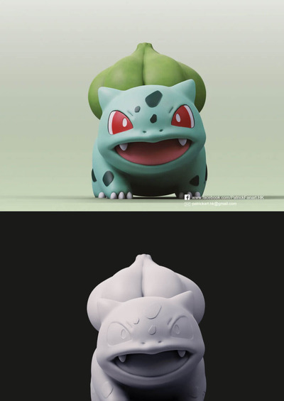 C4D 口袋妖怪Pokemon小怪兽拓面练习3D模型素材下载（STL）