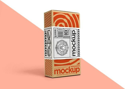 纸盒包装标签设计展示样机[psd]