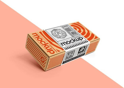 快递包装纸盒&封口标签设计样机[psd]