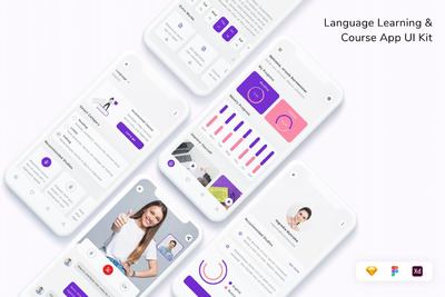 语言学习课程UI工具包(FIG,SKETCH,XD)