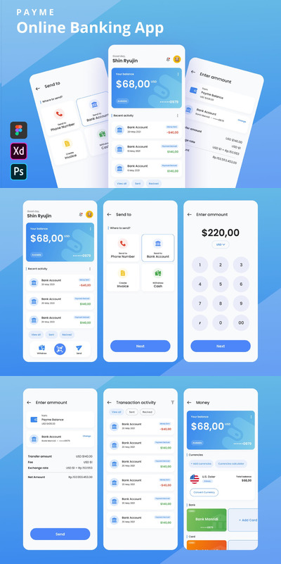 Payme - 在线银行应用程序模型(FIG,XD,PSD)