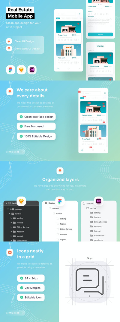 房地产移动应用程序(FIG,SKETCH,XD)