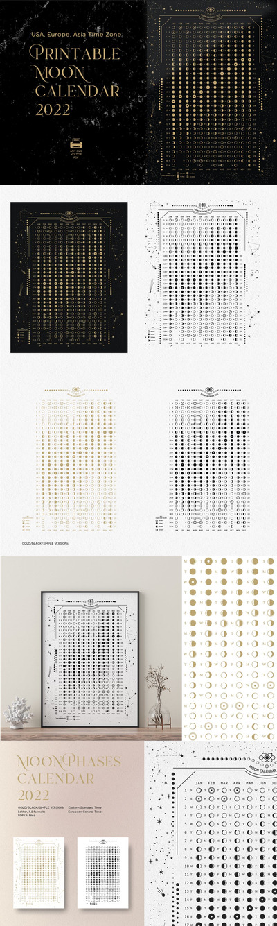 可打印的时尚高端抽象的高品质高端矢量2020年月相日历设计模板-AI
