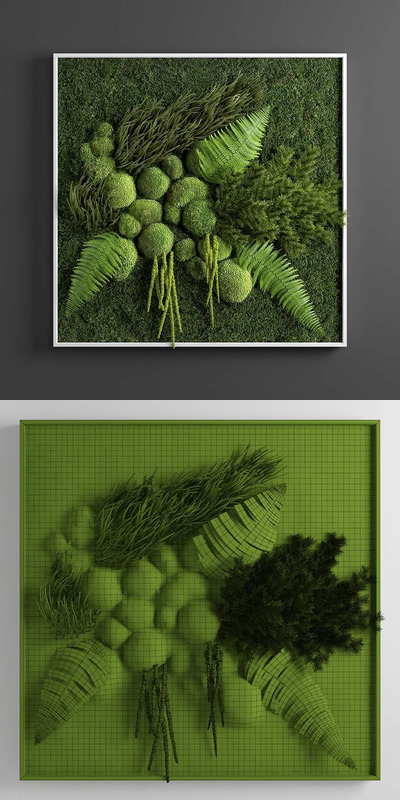 创意组合的绿植墙艺术品3D模型下载 (MAX,FBX,OBJ,TEX)