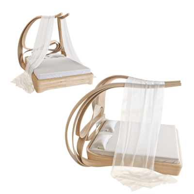 实木框架天蓬床3D模型（OBJ,FBX,MAX）