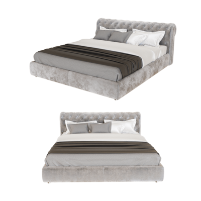 灰色天鹅绒布艺床3D模型（OBJ,FBX,MAX）