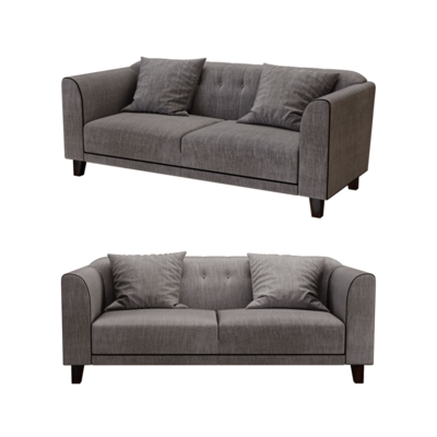 灰色双人布艺沙发3D模型（OBJ,FBX,MAX）