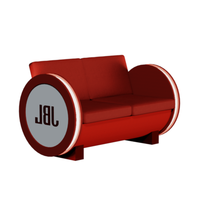 圆形带灯扶手红色双人沙发3D模型（OBJ,FBX,MAX）