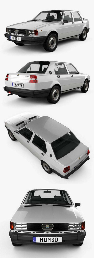 阿尔法罗密欧 Giulietta 1977 复古汽车3D模型 (MAX,3DS,FBX,OBJ,C4D,LWO)
