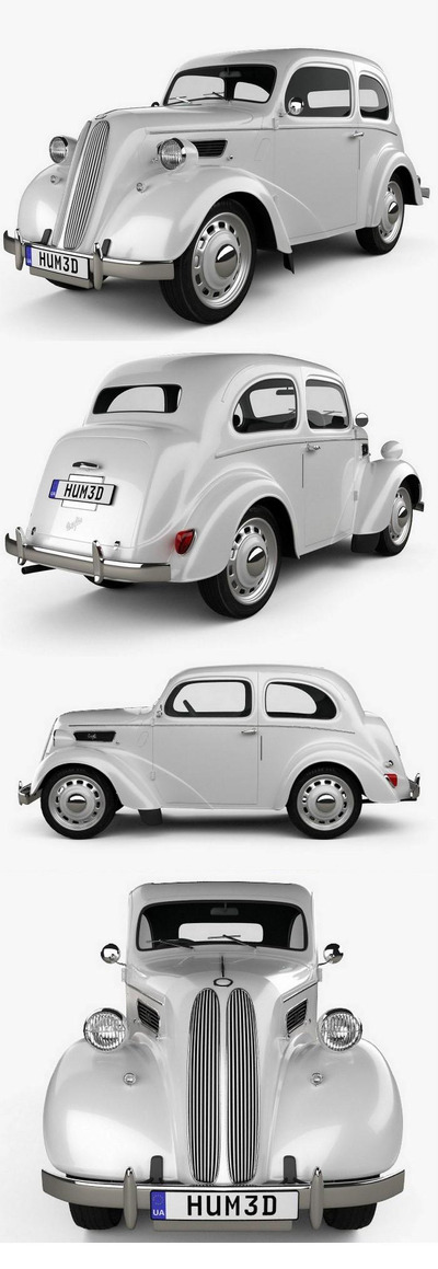 福特 Anglia E494A 2-door Saloon 1949 老爷车汽车3D模型 (MAX,3DS,FBX,OBJ,C4D,LWO)