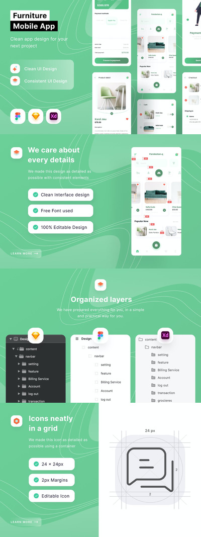 家具电商移动应用程序(FIG,SKETCH,XD)