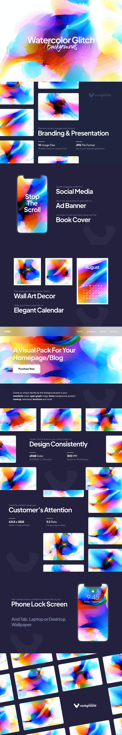 时尚高端绚丽多用途的抽象艺术渐变背景底纹纹理集合