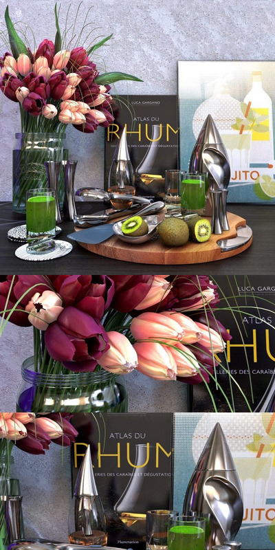 鸡尾酒食品套餐3D模型下载 (MAX,FBX,OBJ,TEX)