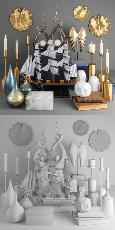 时尚居家装饰品3D模型套装 (MAX,FBX,OBJ,TEX)