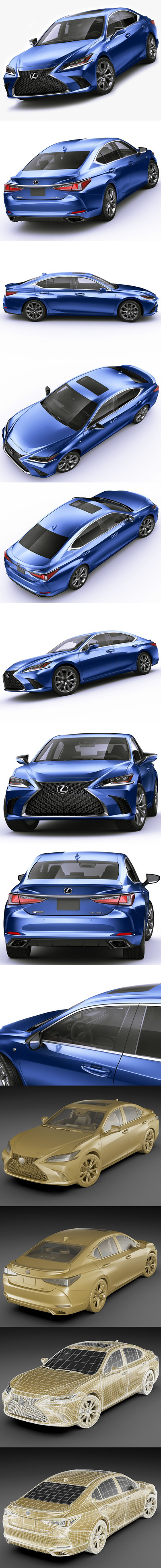 雷克萨斯 ES F-Sport 2019 汽车3D模型下载 (MAX,3DS,FBX,OBJ,C4D,LWO,TEX)